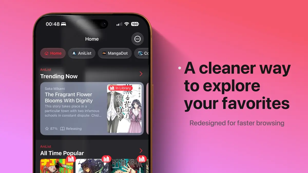 Paperback 0.9 home screen with trending and popular titles