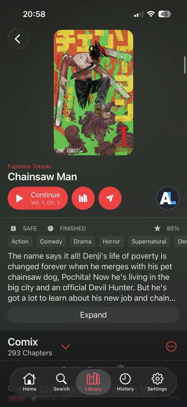 Paperback 0.9 title information screen